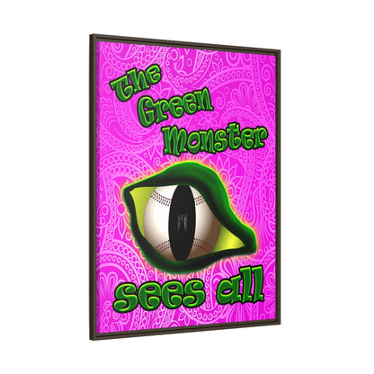 green monster - framed canvas art (pink swirl)
