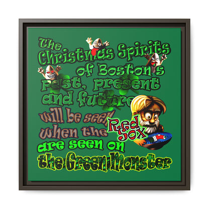 christmas spirits of boston - framed canvas art (dark green)