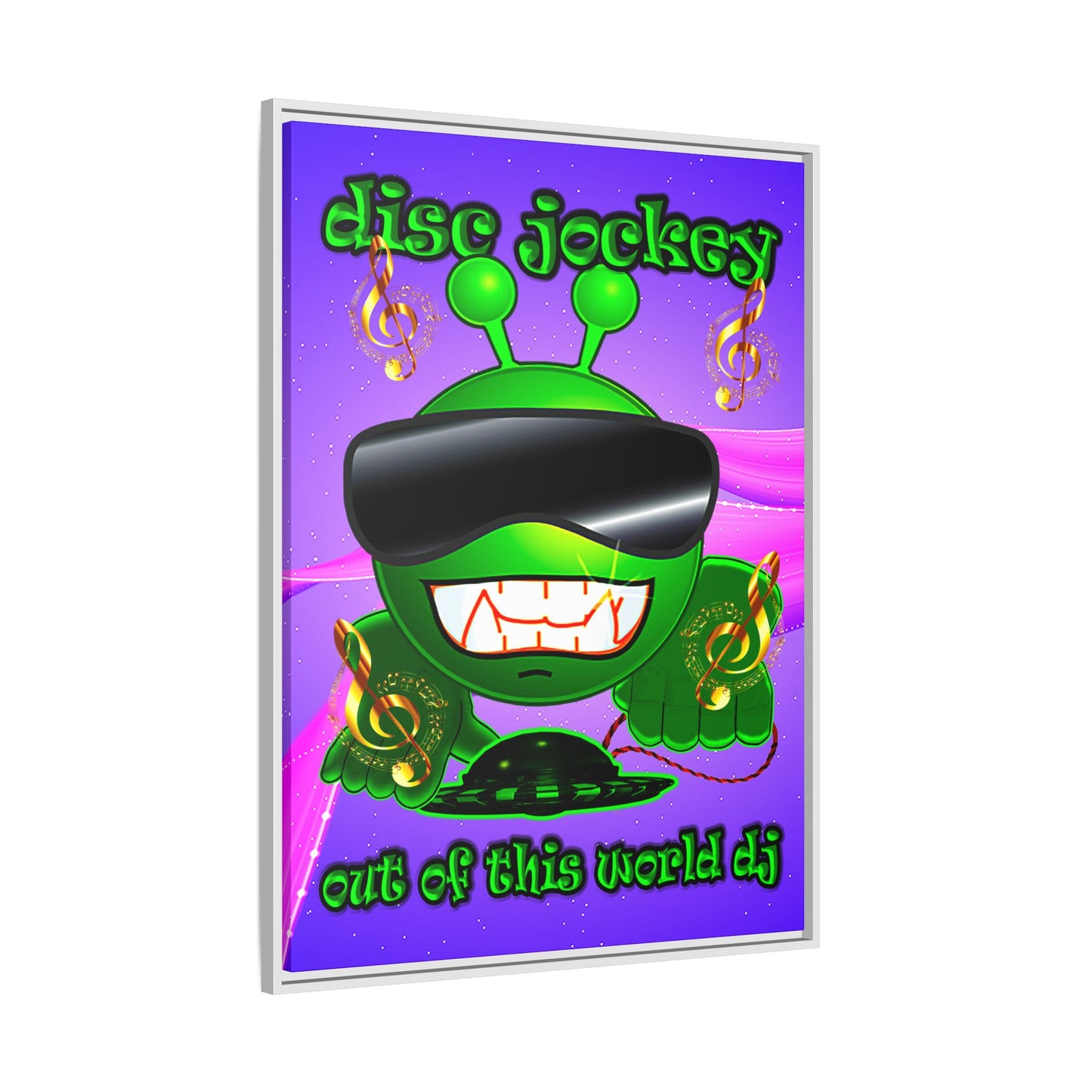 disc jockey - framed canvas art (purple-pink wave)
