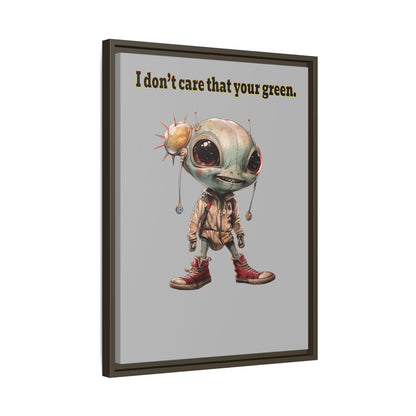 I don't care that your green - framed canvas art (light grey)