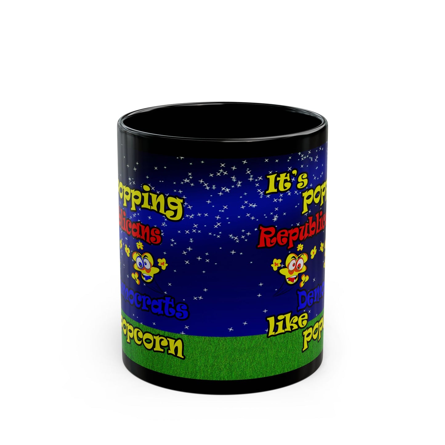 popping like popcorn - Black Mug ('snoops' background)