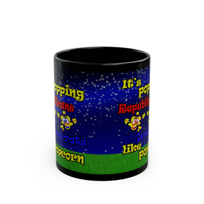 popping like popcorn - Black Mug ('snoops' background)