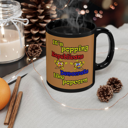 popping like popcorn - Black Mug (light brown)