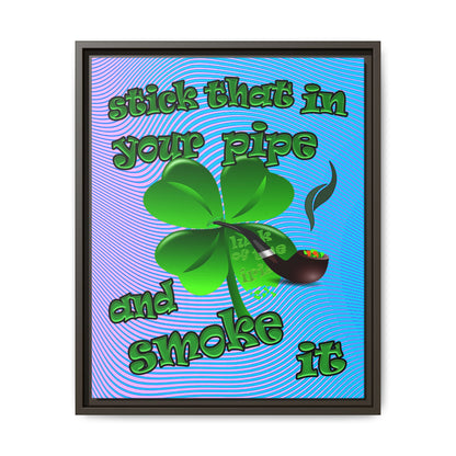 stick that in your pipe and smoke it - framed canvas art (light blue-purple wave)