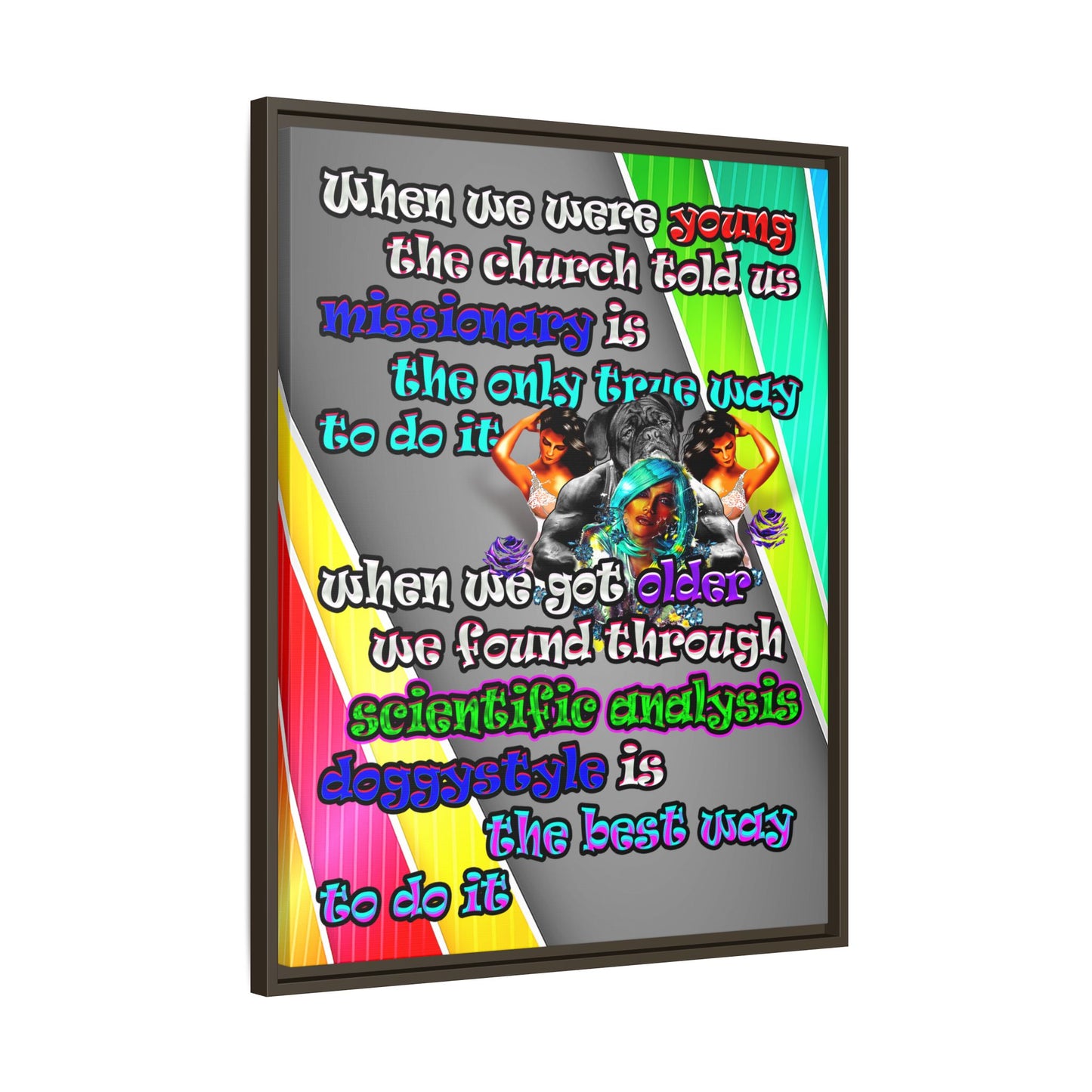 doggystyle - framed canvas art (rainbow split)