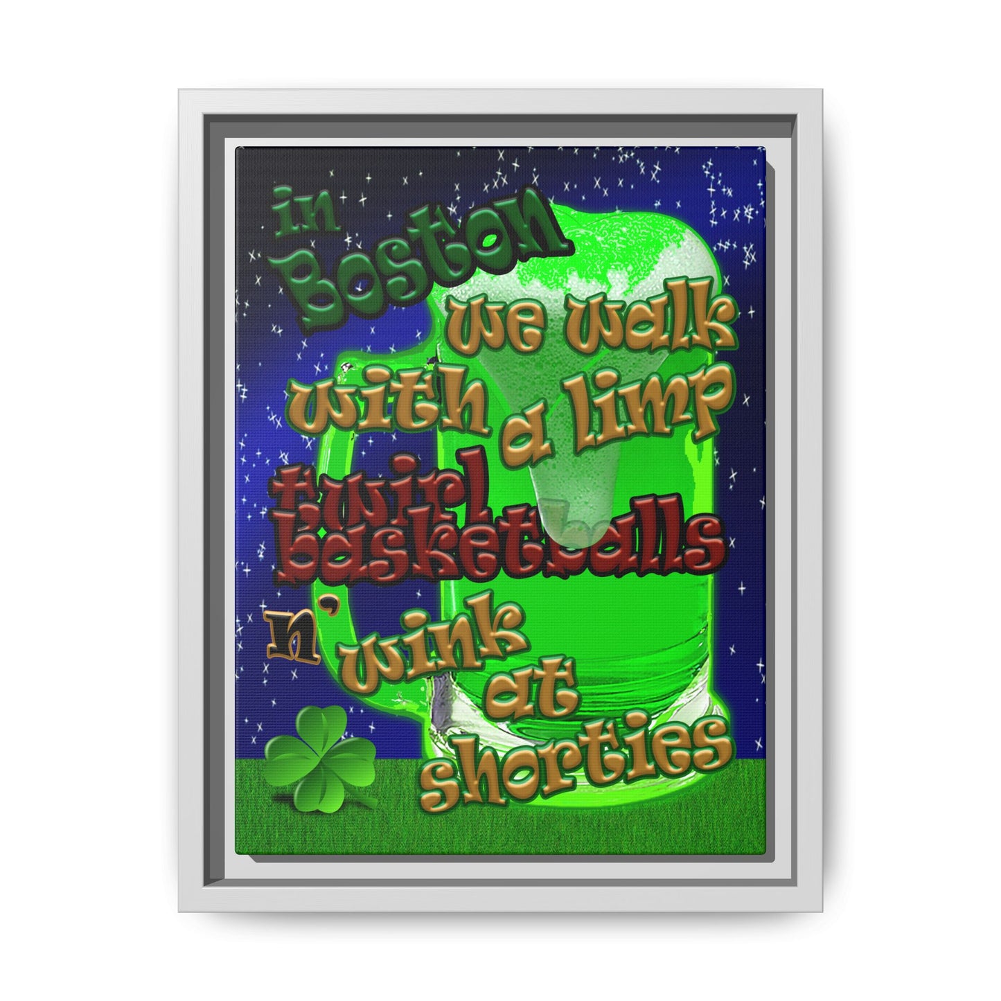 celtics logo - framed canvas art ('snoops' background)