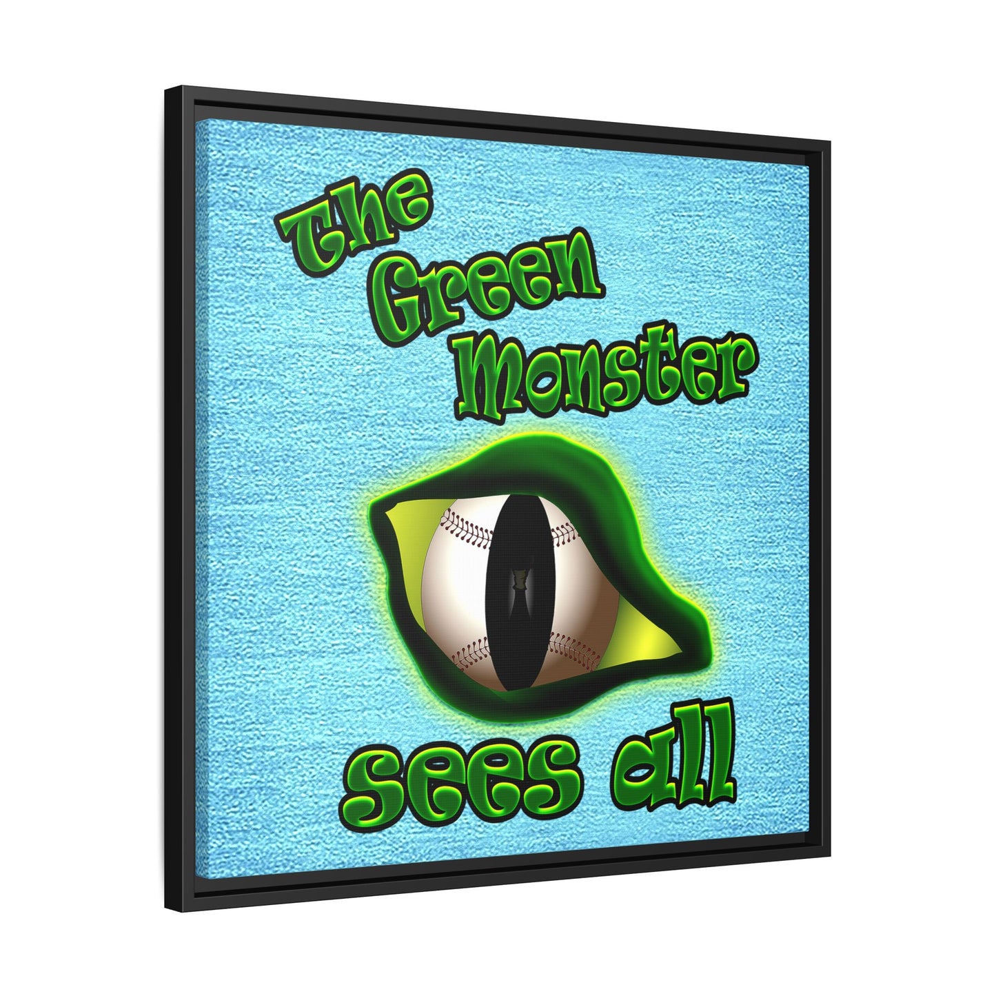 green monster - framed canvas art (faded blue)