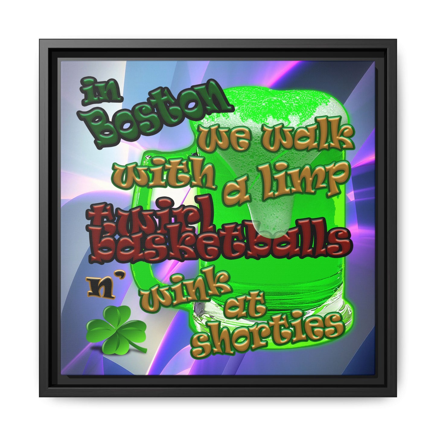 celtics logo - framed canvas art (grey-pink wave)