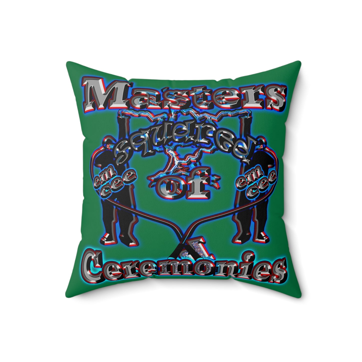 em cee squared - Spun Polyester Square Pillow - (dark green)
