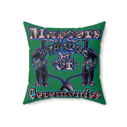 em cee squared - Spun Polyester Square Pillow - (dark green)
