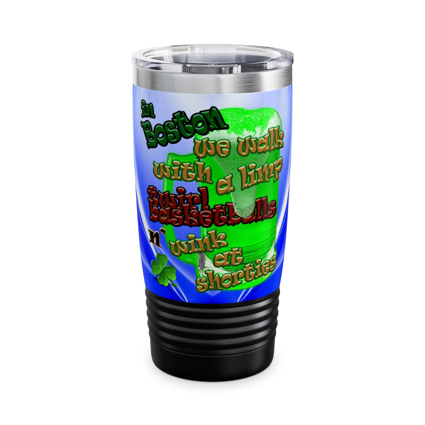 celtics logo - Ringneck Tumbler, 20oz (blue-white wave)