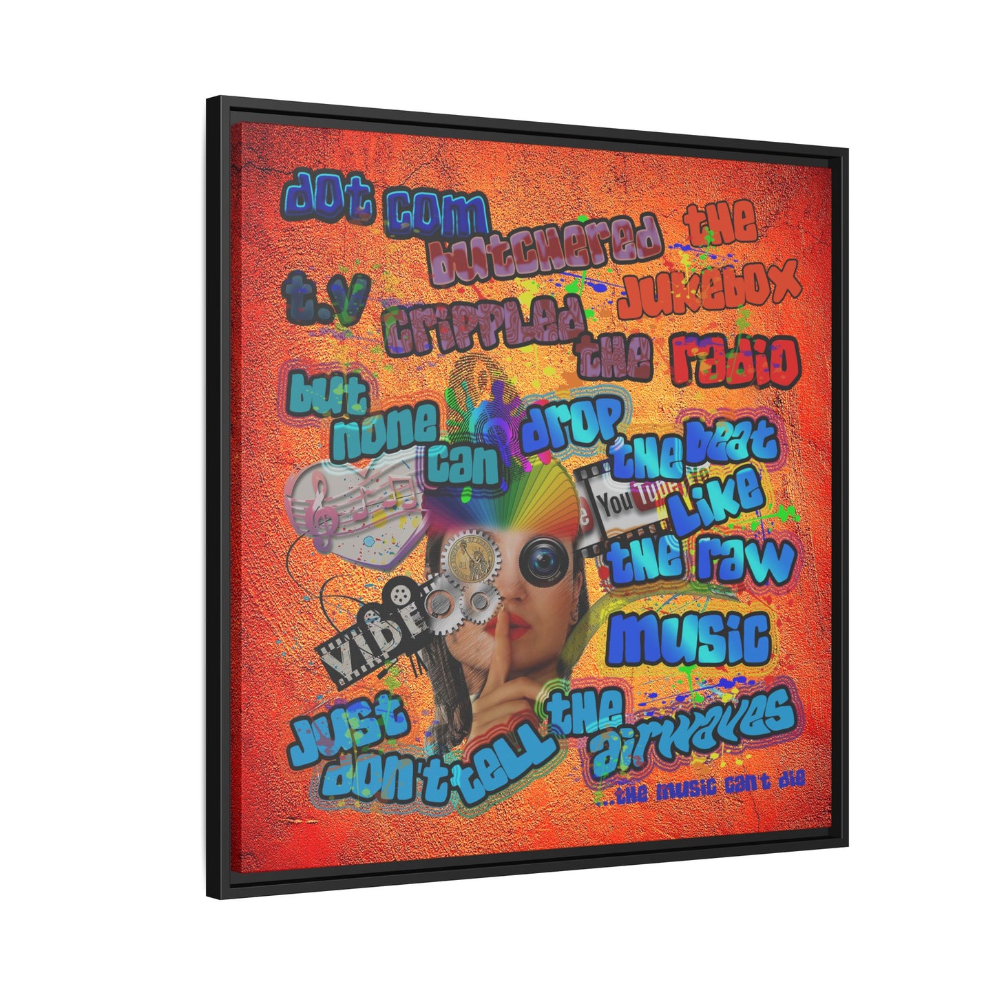 drop the beat - framed canvas art (burnt orange)