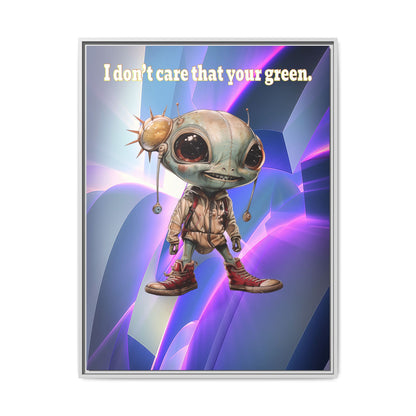 I don't care that your green - framed canvas art (grey-pink wave)