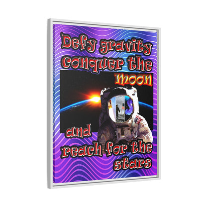 defy conquer reach - framed canvas art (purple wave)