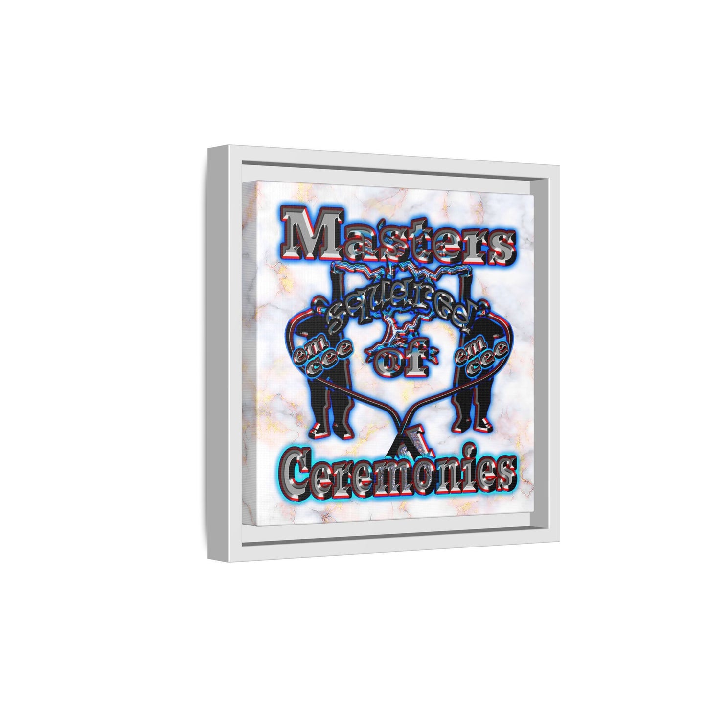 em cee squared - framed canvas art (white marble)