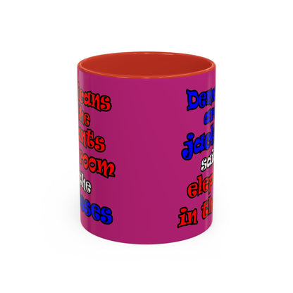 donkeys and elephants - Accent Mug (pink)