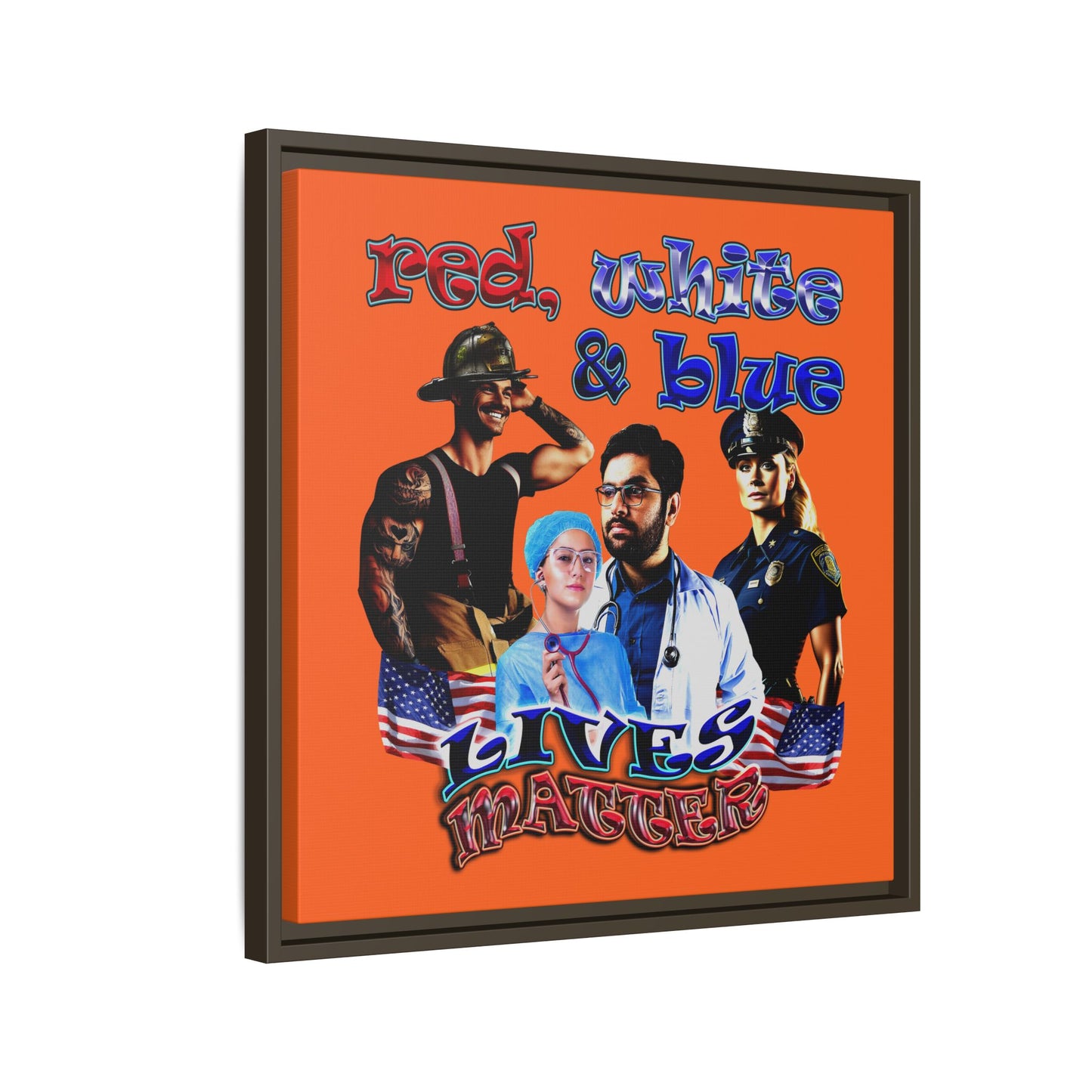 rw&b lives matter - framed canvas art (orange)