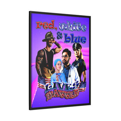 rw&b lives matter - framed canvas art (purple-pink wave)