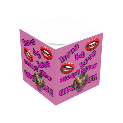 hoes b4 bros - note cube (light pink)