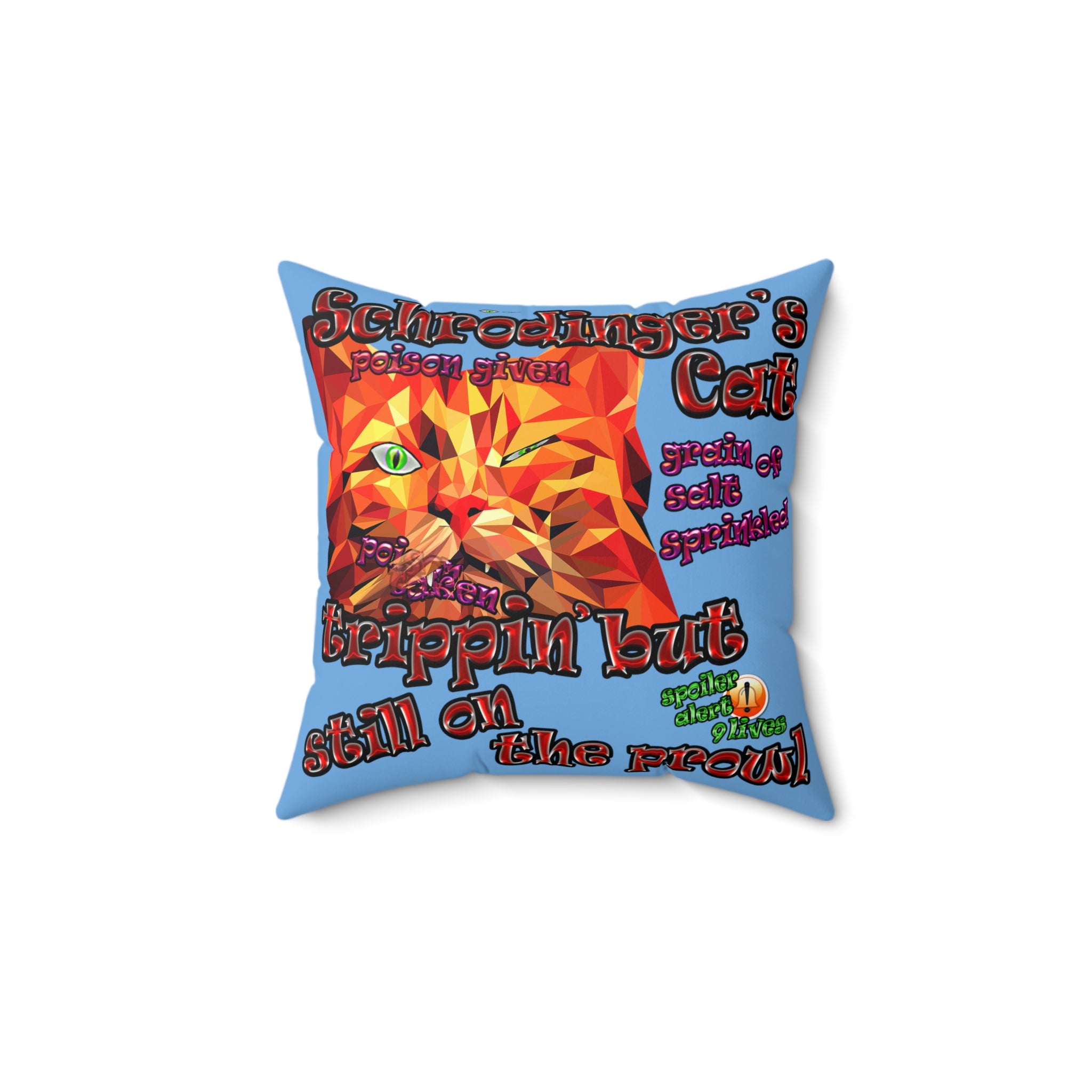 schrodinger's cat - Spun Polyester Square Pillow - (light blue)