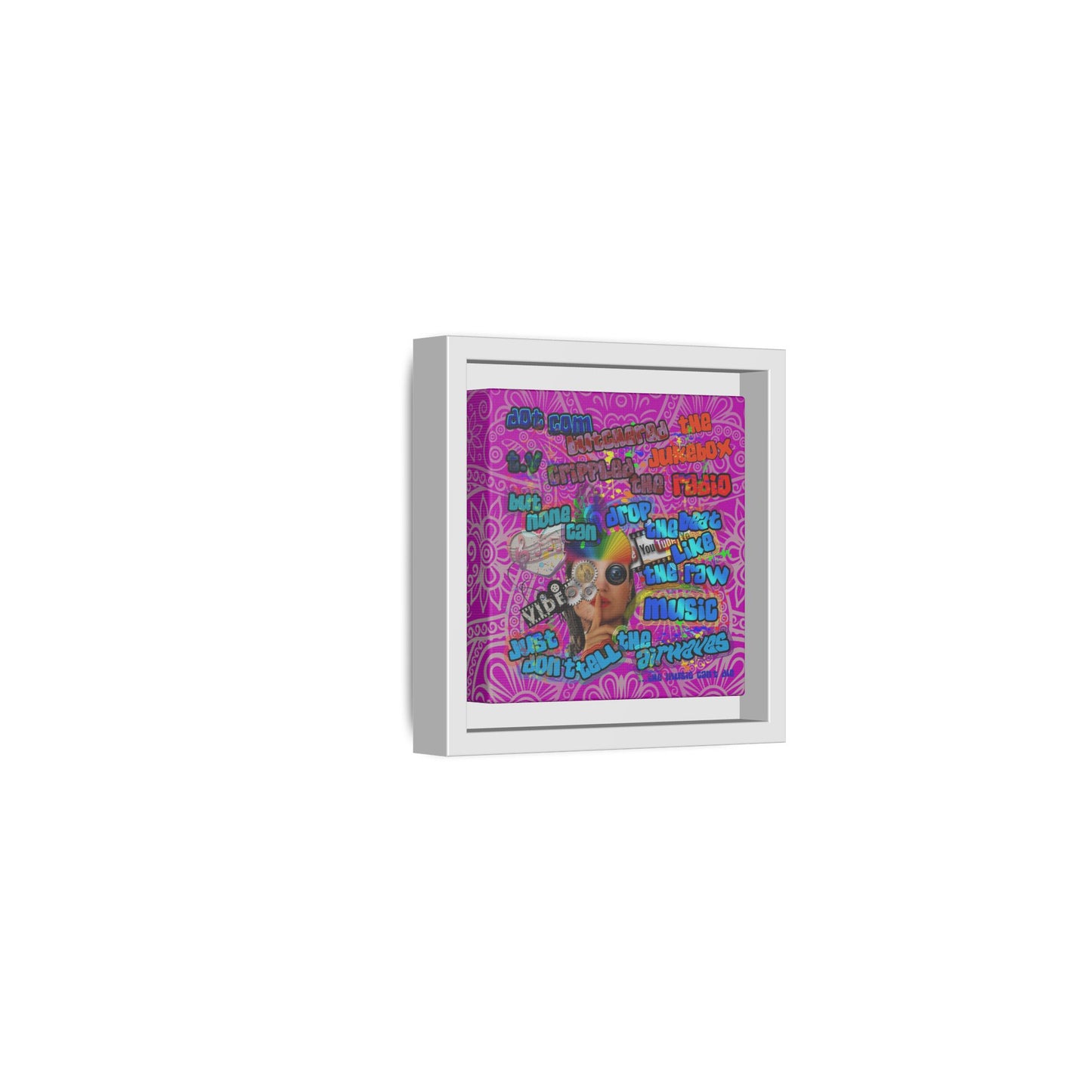 drop the beat - framed canvas art (pink swirl)