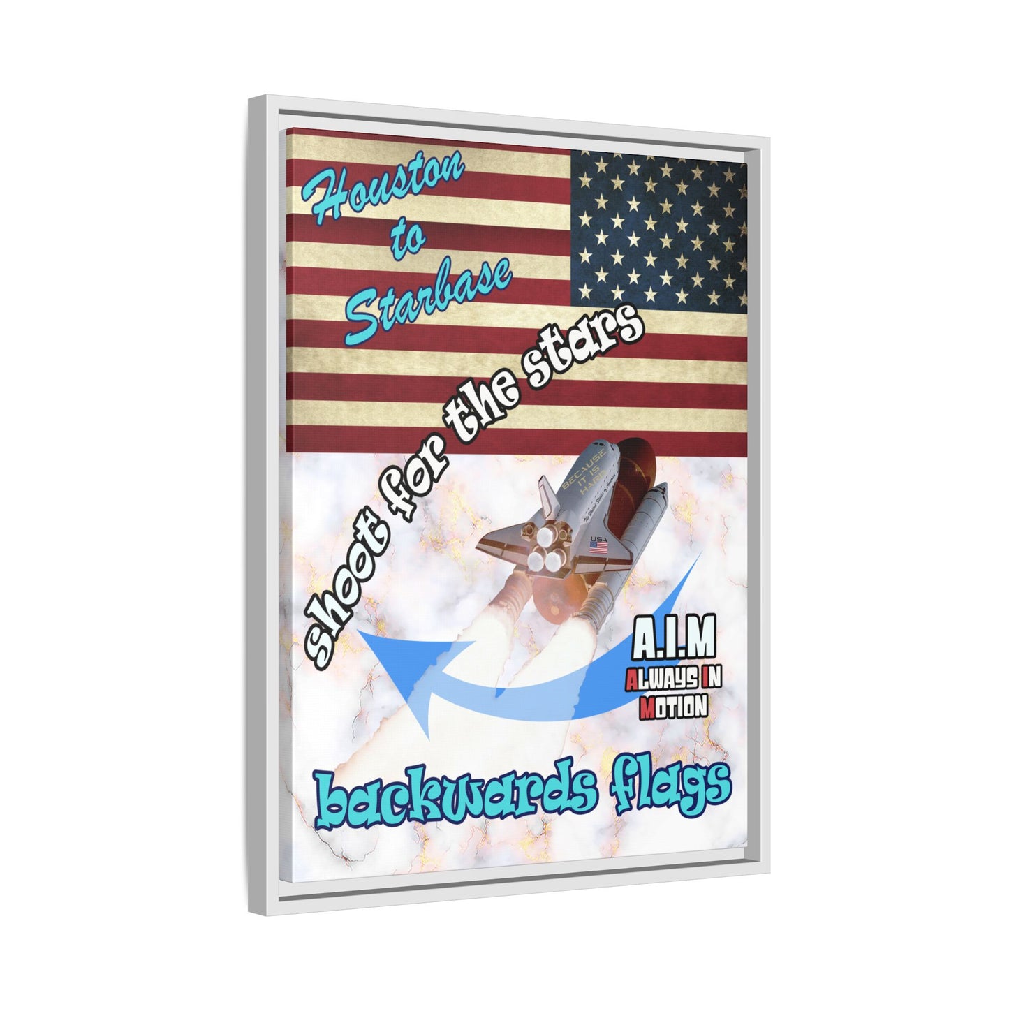 shoot for the stars - framed canvas art (white marble)