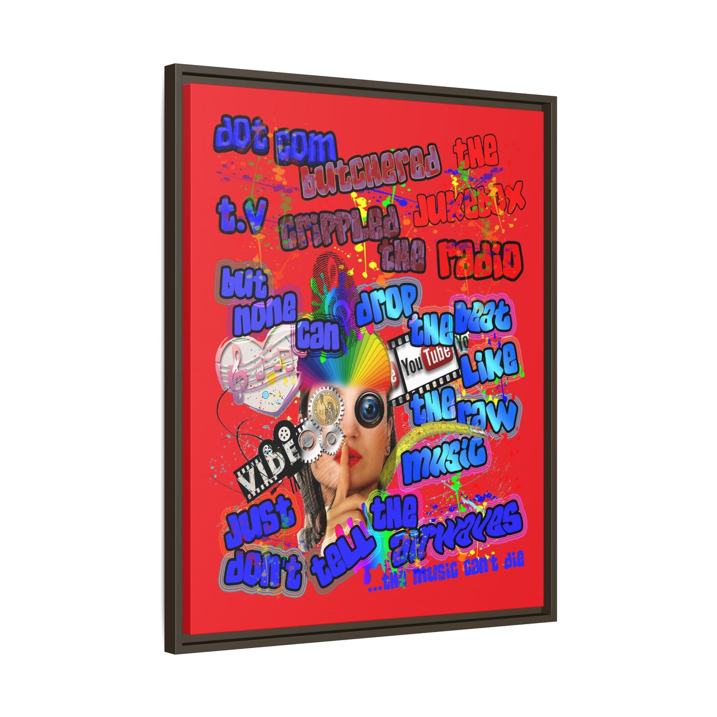 drop the beat - framed canvas art (red)