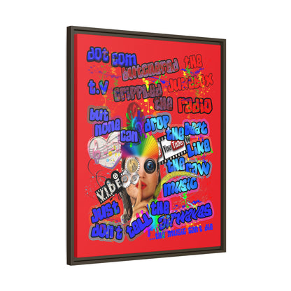 drop the beat - framed canvas art (red)