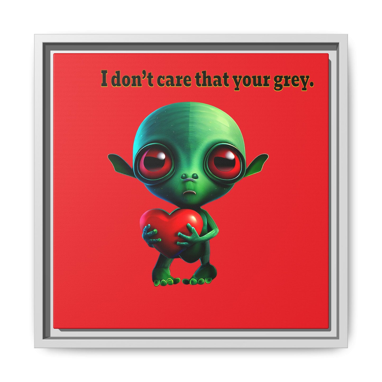I don't care that your grey - framed canvas art (red)