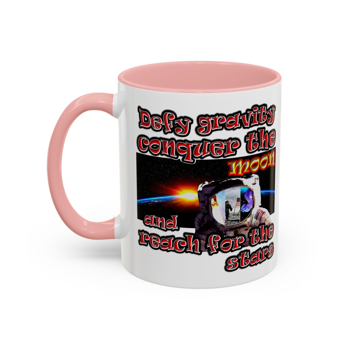 defy conquer reach - Accent Mug (white)