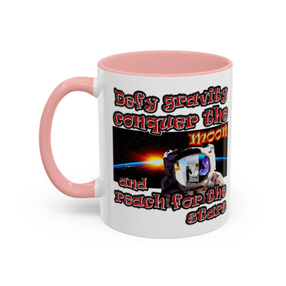 defy conquer reach - Accent Mug (white)