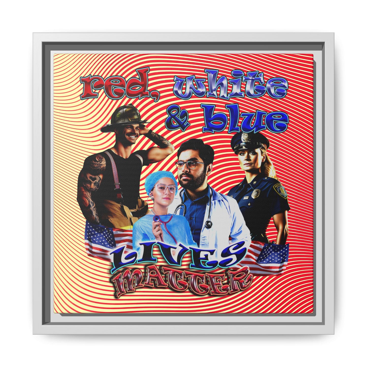 rw&b lives matter - framed canvas art (yellow-orange wave)