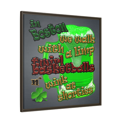 celtics logo - framed canvas art (grey-light grey)