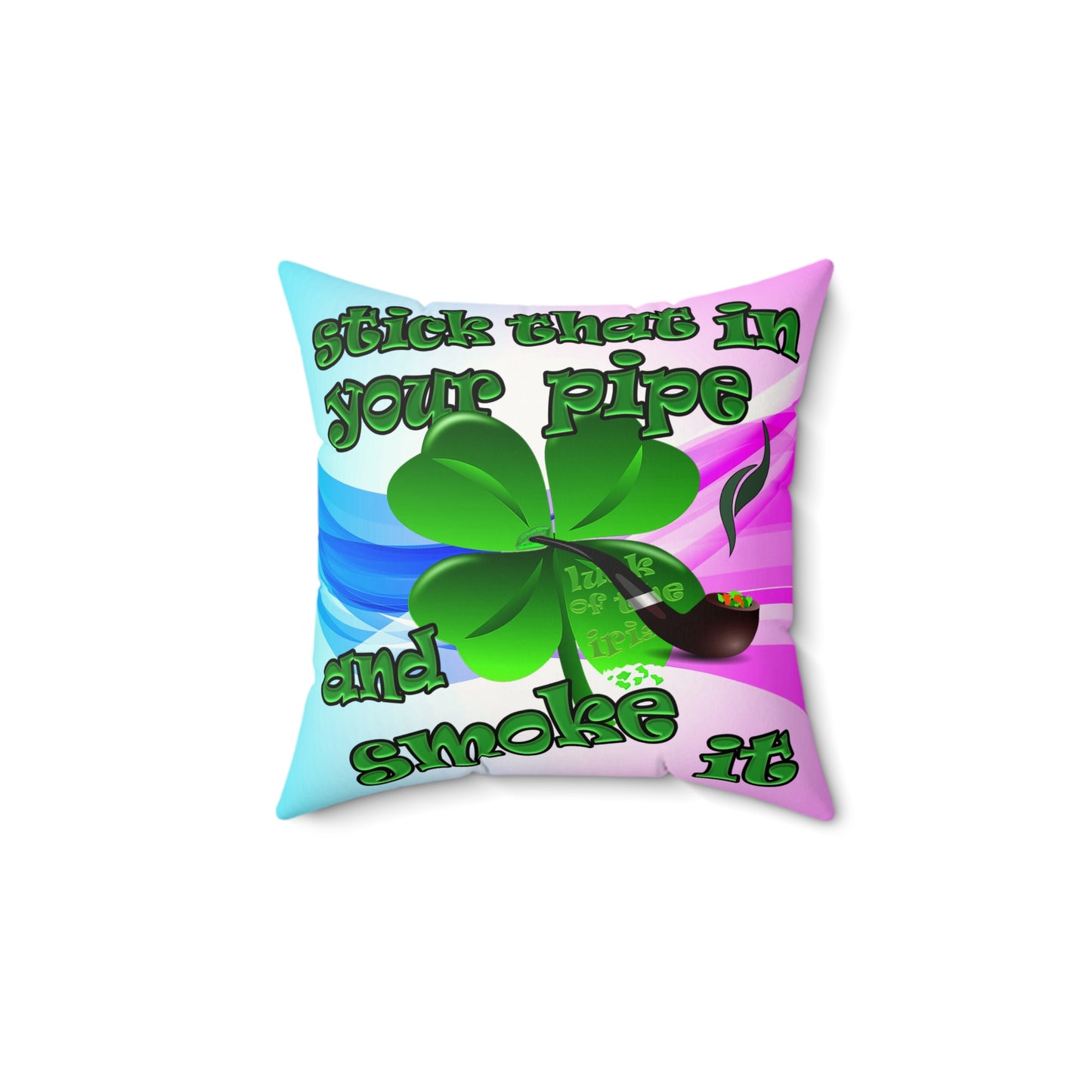 celtics logo - Faux Suede Square Pillow - (light blue-pink wave)