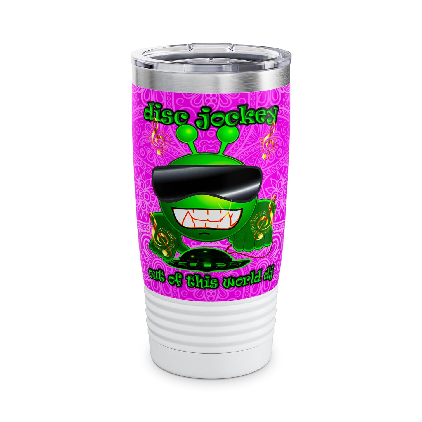 disc jockey - Ringneck Tumbler, 20oz (pink swirl)