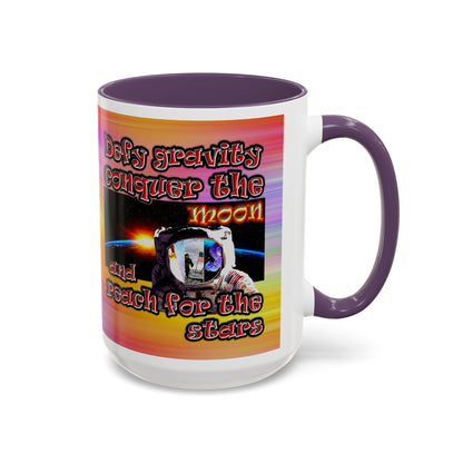 defy conquer reach - Accent Mug (color blur)