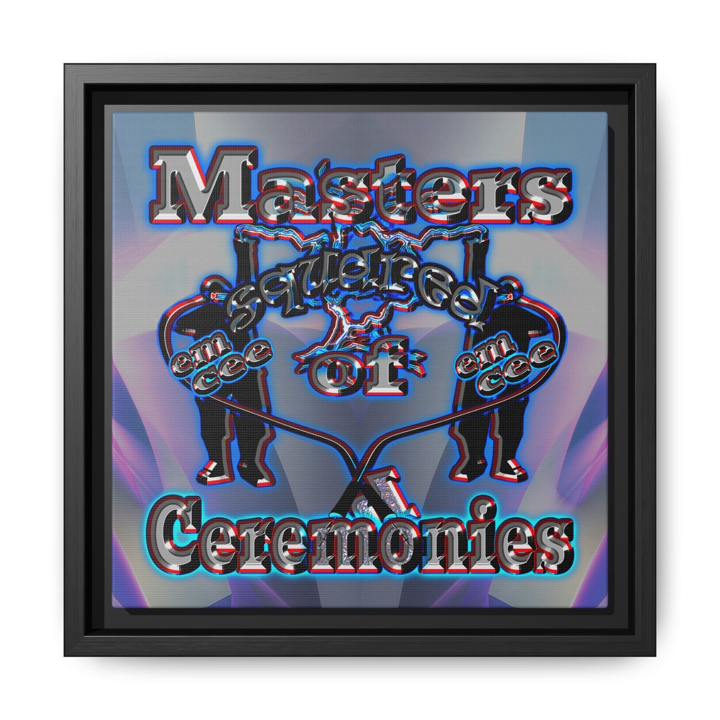 em cee squared - framed canvas art (grey-pink wave)