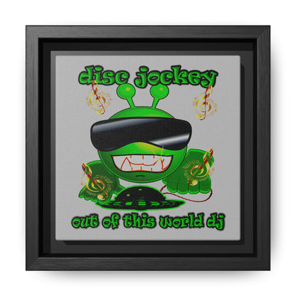 disc jockey - framed canvas art (light grey)