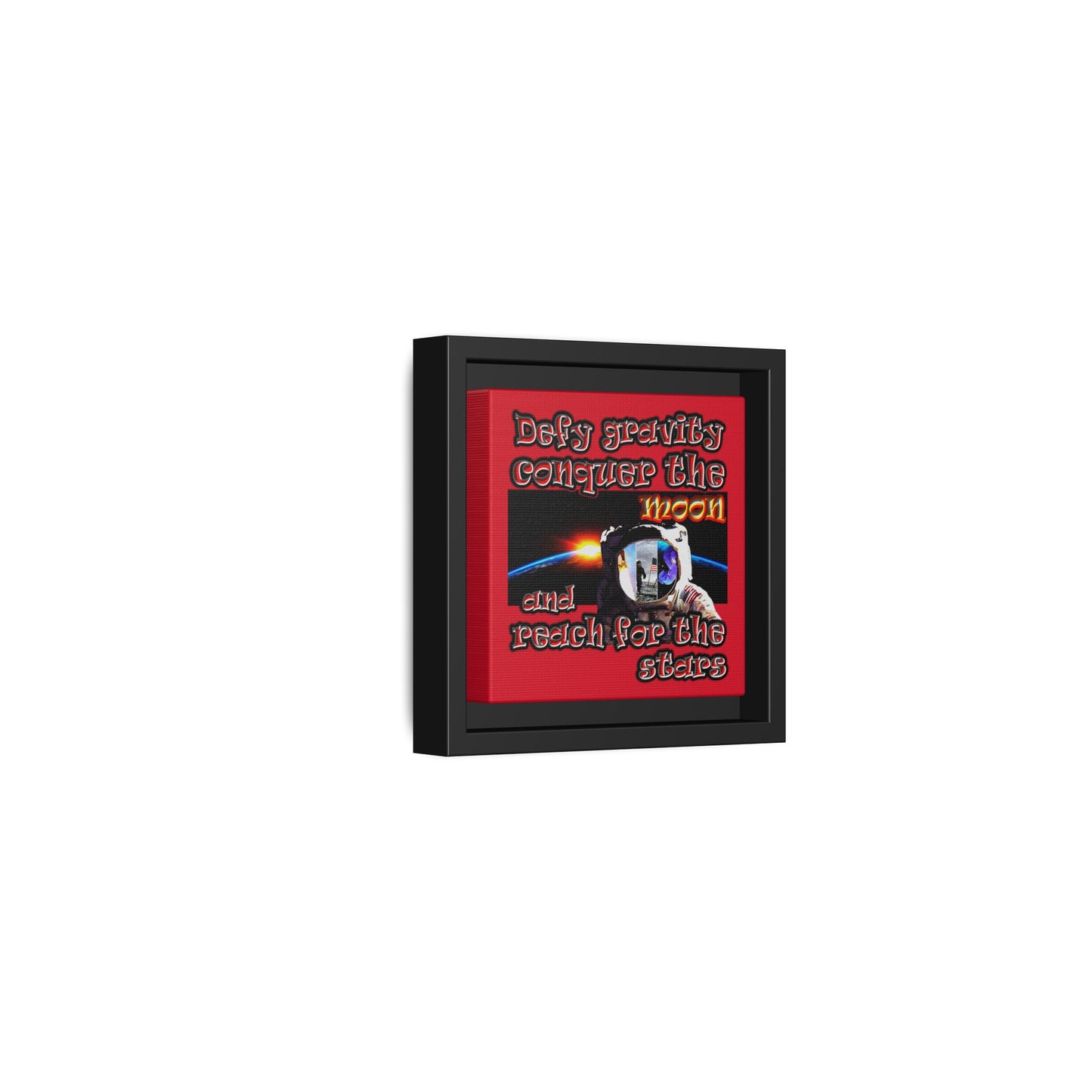 defy conquer reach - framed canvas art (dark red)