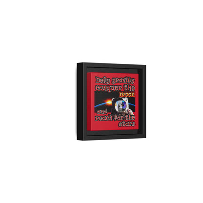 defy conquer reach - framed canvas art (dark red)