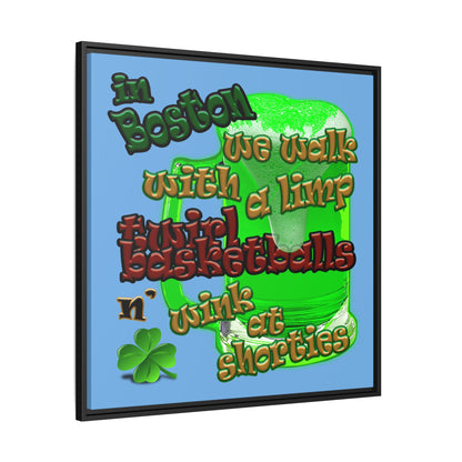 celtics logo - framed canvas art (light blue)