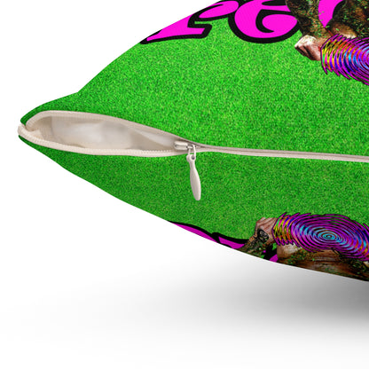 hoes b4 bros - Spun Polyester Square Pillow - (green turf)