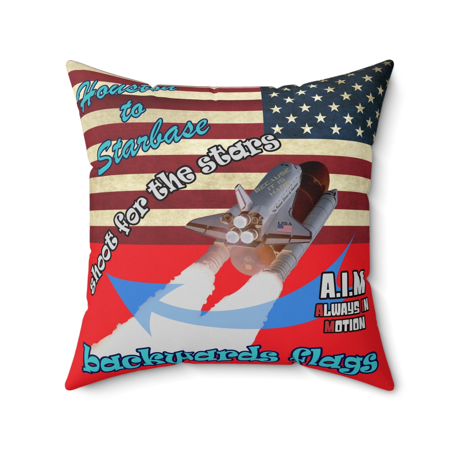 shoot for the stars - Spun Polyester Square Pillow - (red)