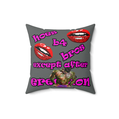 hoes b4 bros - Faux Suede Square Pillow - (dark grey)