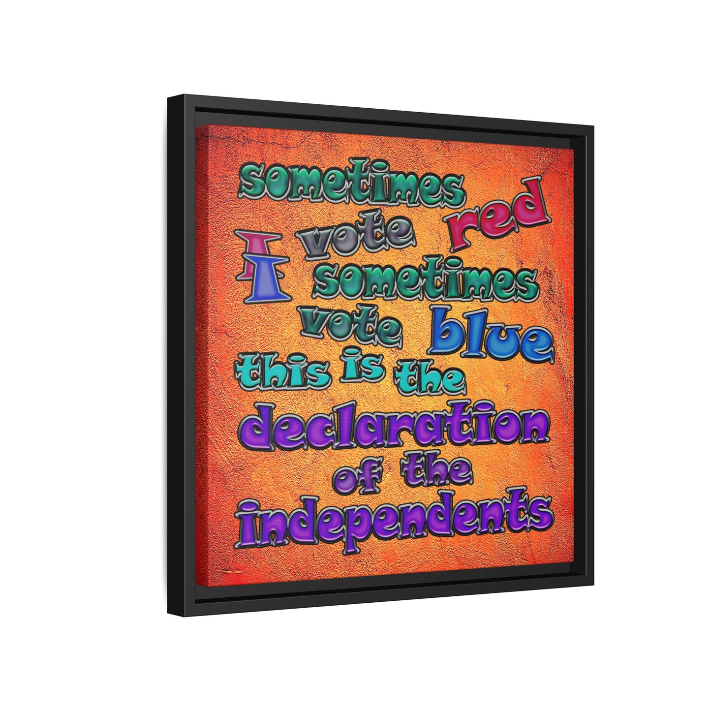 declaration of the independents - framed canvas art (burnt orange)