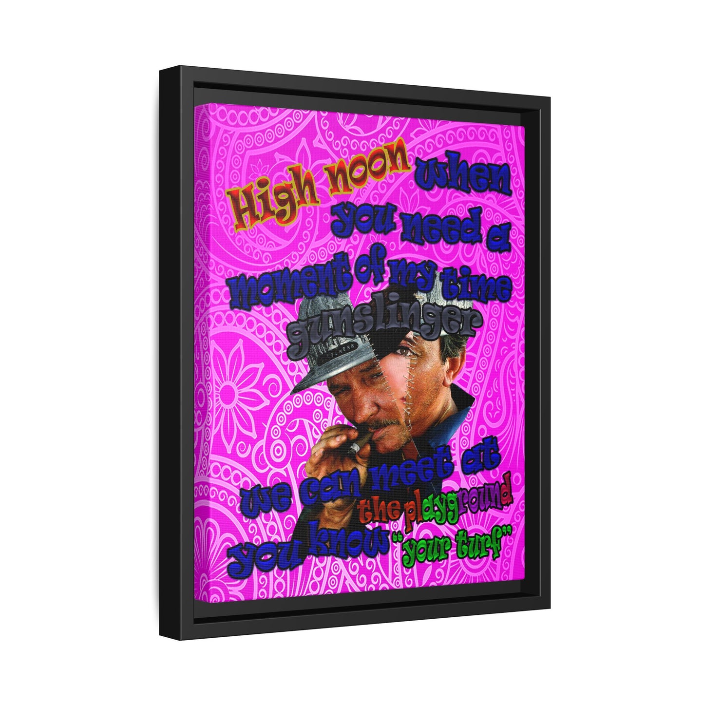 high noon - framed canvas art (pink swirl)