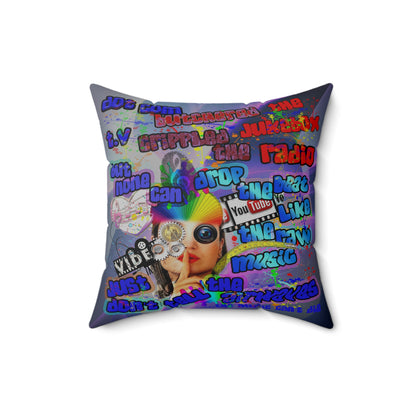 drop the beat - Spun Polyester Square Pillow - (grey-pink wave)