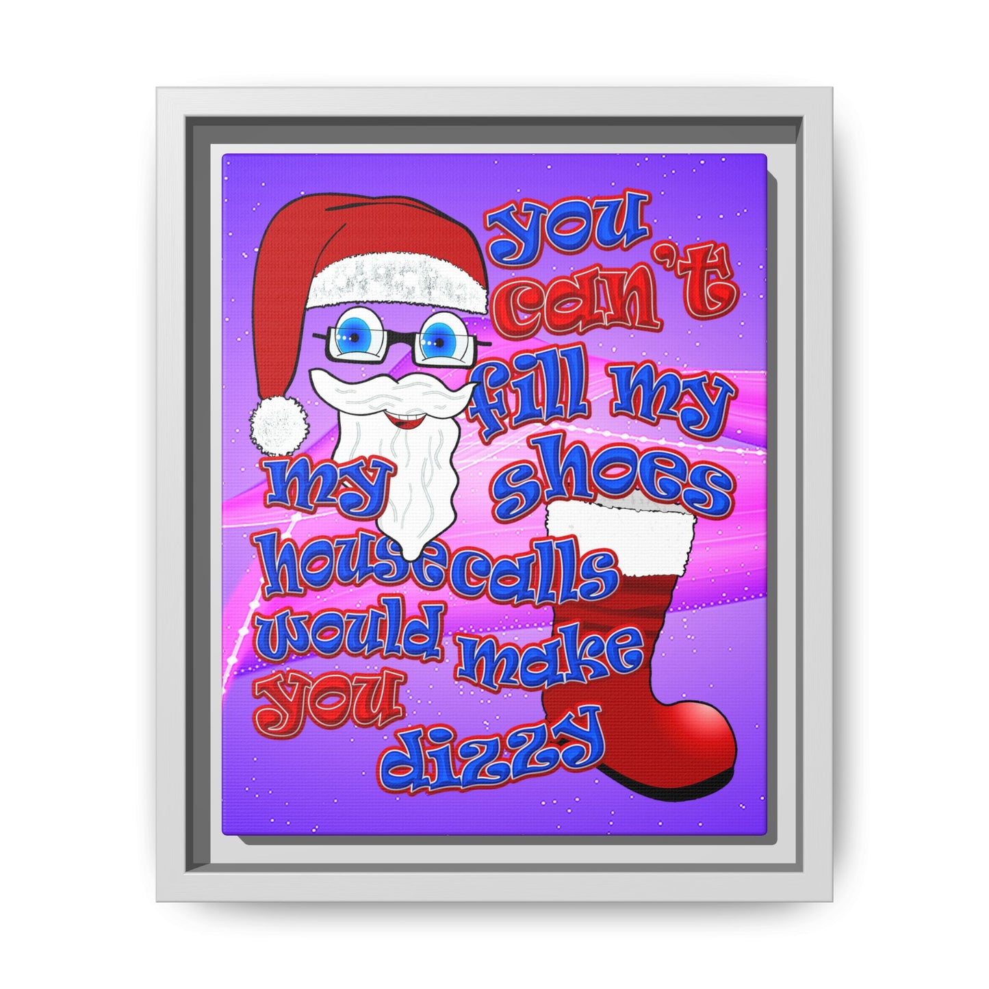 santa's shoes - framed canvas art (purple-pink wave)