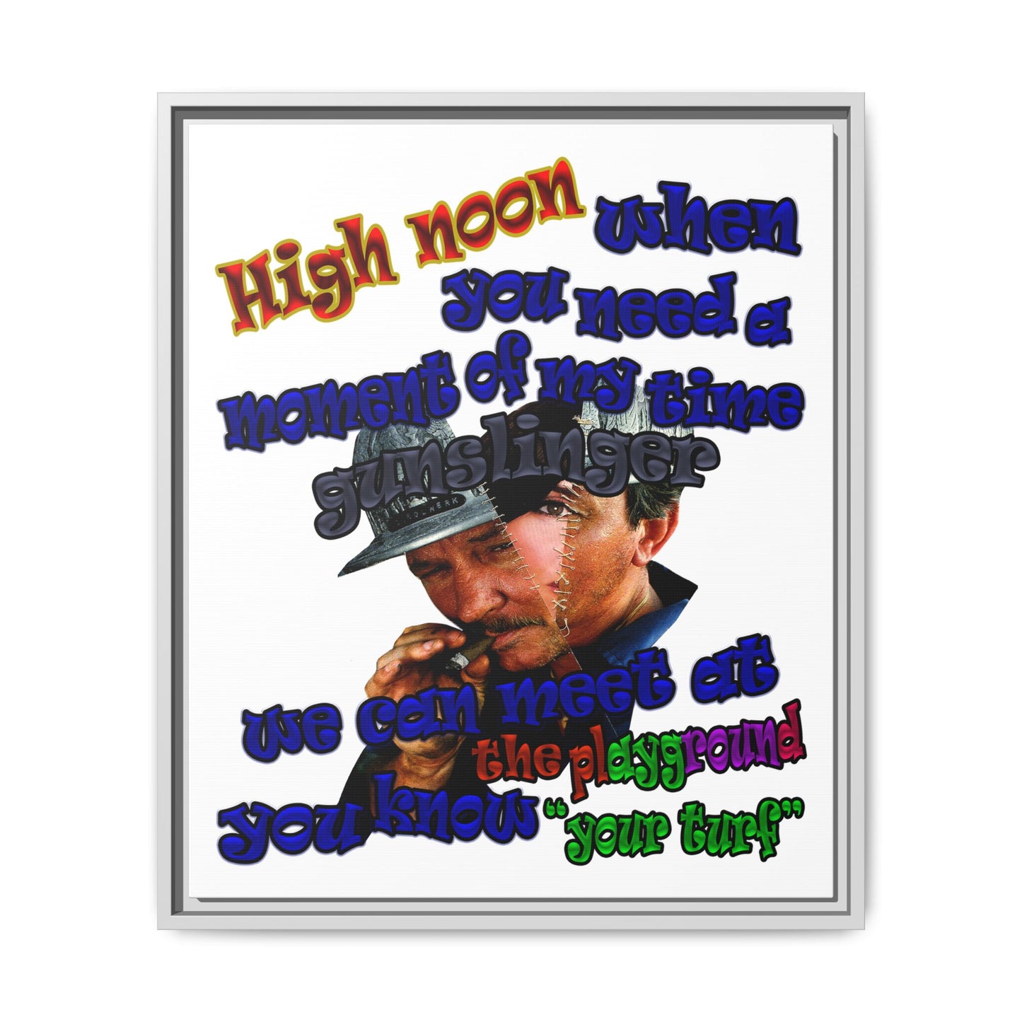 high noon - framed canvas art (white)