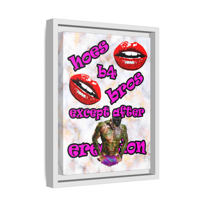 hoes b4 bros - framed canvas art (white marble)